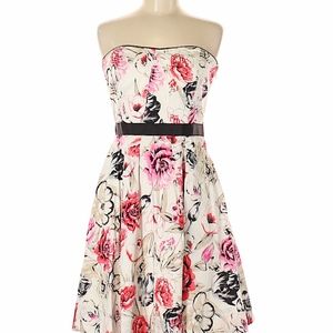 WHBM Flower pattern strapless dress Sz 6